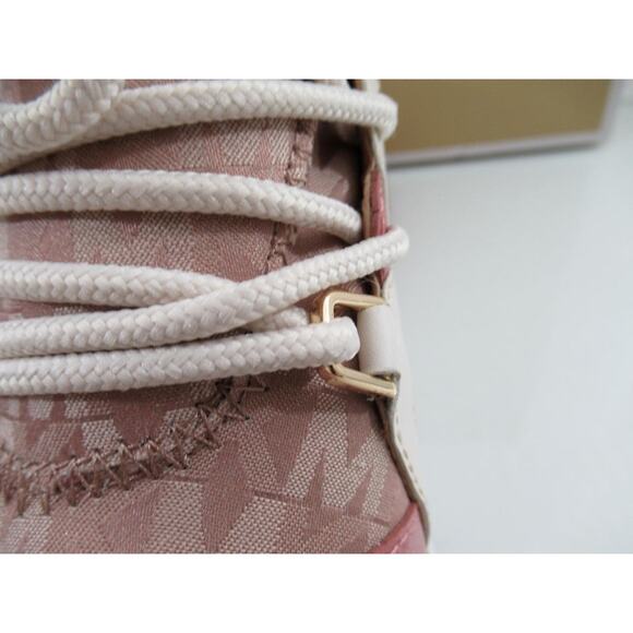 Michael Kors Liv Trainer Wedge Lace Up Sneaker MK Degrade Jacquard Fawn - Picture 7 of 9